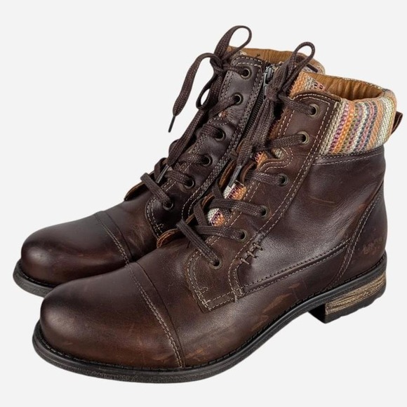 Taos Captain Boots Brown Full Grain Leather Casual Zip Lace Up Size US 9-9.5 - Picture 3 of 9